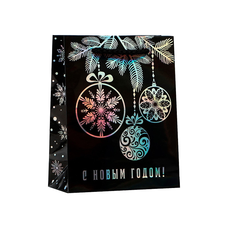 Пакет голографический вертикальный "С Нового годом", S 12 × 15 × 5.5 см 606x758